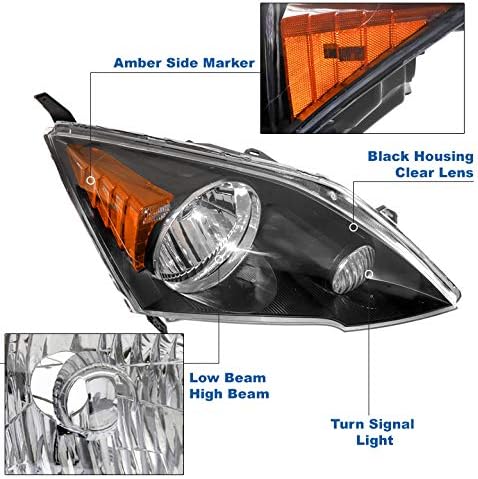 Replacement Headlights Headlamps Black For 2007-2011 Honda CR-V CRV
