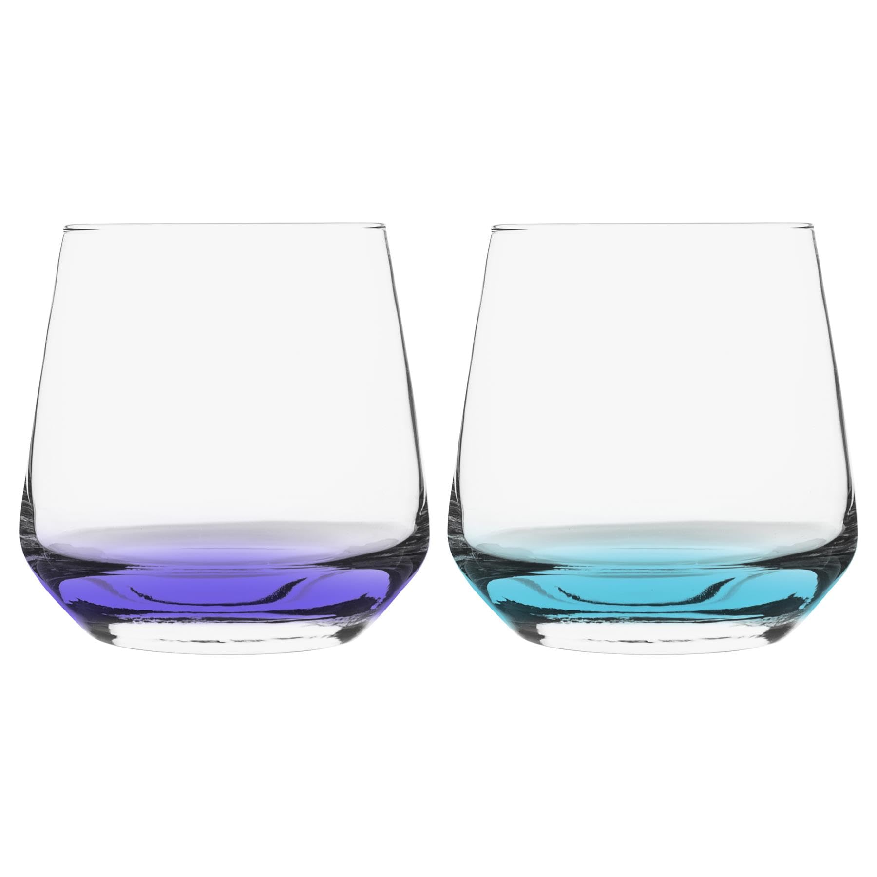 LAV 345ml Lal Verres à Whisky - Base Colorée - 12x Lavable au Lave-Vaisselle Cuisine Eau Cocktail Jus Gin Vin Whisky Boire Verrerie Verres Ensemble