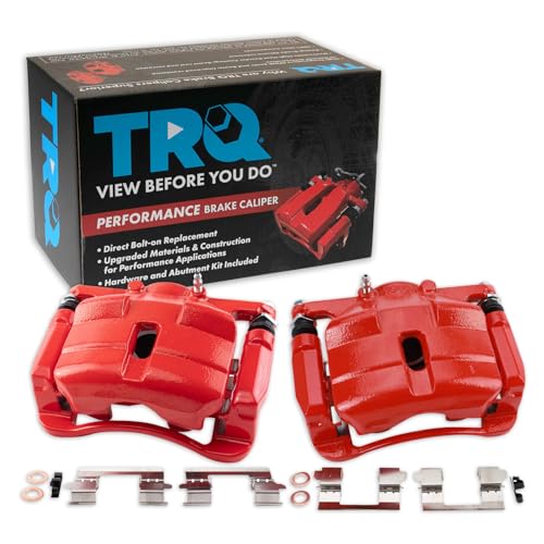 Image of TRQ Front Brake Caliper Set Painted Red Brackets Compatible with 2008-2013 Nissan Rogue 2014-2015 Rogue Select