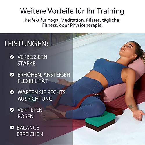 JELS yogablok set van 2 - hoge dichtheid EVA-yogablokken - groot yogablok 15 cm x 23 cm x 2 stuks voor beginners, meditiatie en pilates, fitnessaccessoire voor regeneratie, rug, rekoefeningen - Image 6