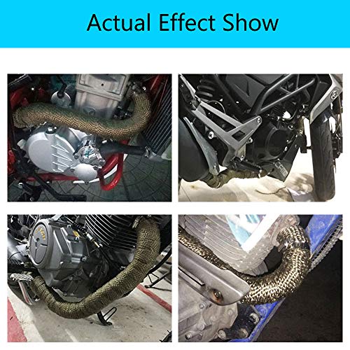 Esupport 1" X 16' Fiberglass Roll Titanium Racing Exhaust Header Pipe Wrap Heat Shield Tape 6 Stainless Steel Ties Car Motorcycle #TOP6