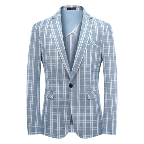 Cloudstyle Mens Plaid Blazer Lightweight Casual Sport Coat Daily Slim Fit Suit Jacket