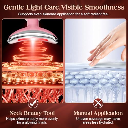 Image of Face and Neck Massager, Facial Sculpting Tool with Smart Vibration, Red-Light and EMS Modes, Heat Gua Sha Facial Tools for Women Daily Home Use (Pink)