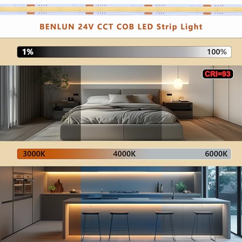 Tira LED COB CCT 32.8ft 24V con Control Remoto miniatura 2