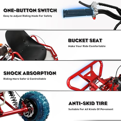 Image of Gas Powered Go Kart, 1700W Go Kart for Adults & Kids with Premium Steel Tubular Frame, 2 Stroke Off-Road Kart with 6'' Tires Featuring 2.5L Tank,Hydraulic /Rear Disc Brake, 25MPH