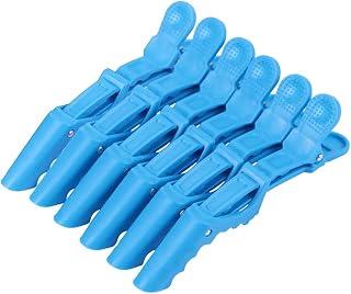 AKOAK 6 PCS Professional Anti slip Crocodile Clip - Large Styling Hair Clip for Women's Thick Hair, Dyeing or Hair Care Partition Positioning Clip, Salon DIY Accessories (Blue)