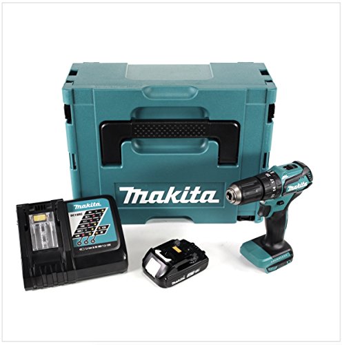 Makita DHP 483 RY1J 18 V Li-Ion Brushless Akku Schlagbohrschrauber im Makpac + 1x BL 1820 2,0 Ah Akku und DC18RC Ladegerät