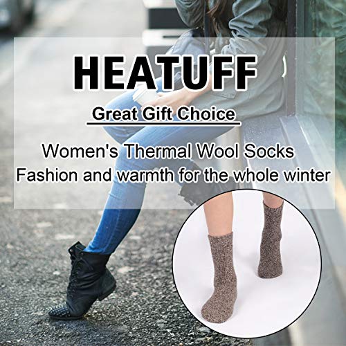 Image of Heatuff Women's Winter Wool Socks Warm Soft Full Cushion Crew Socks (5 Pairs)