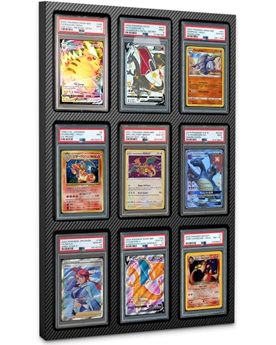 Fanatiko Expositor para Cartas Gradeadas (PSA/CGC) - Fabricado en Espuma EVA de Alta Densidad con Acabado en Fibra de Carbono para 9 Cartas