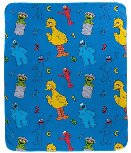 Jay Franco Kids Plush Throw Blanket Soft & Cozy Fleece Throw for Bedroom & Couch Dcor Official Licensed Product Blue - Sesame Street 40x50 - Travel Blanket