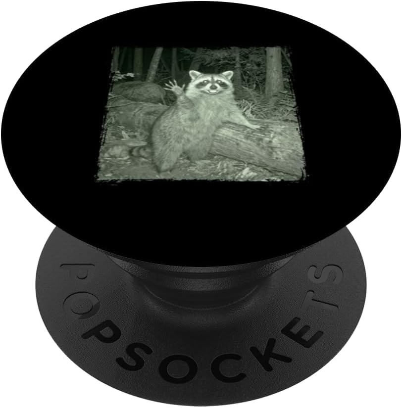 Funny Night Trail Wild Camera Raccoon PopSockets Adhesive PopGrip