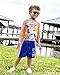 Bluey Little Boys Mesh Jersey Athletic Tank Top and Basketball Shorts Outfit Set Orange/Blue 6