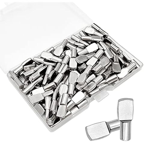 100 Pcs Shelf Pins Pegs,5mm Spoon Shape Nickel Plated Shelf Support Pegs,Bookshelf Pegs for Shelves,Cabinet Shelf Bracket Pegs Shelf Pins Holders for Kitchen Furniture & Closet Cover