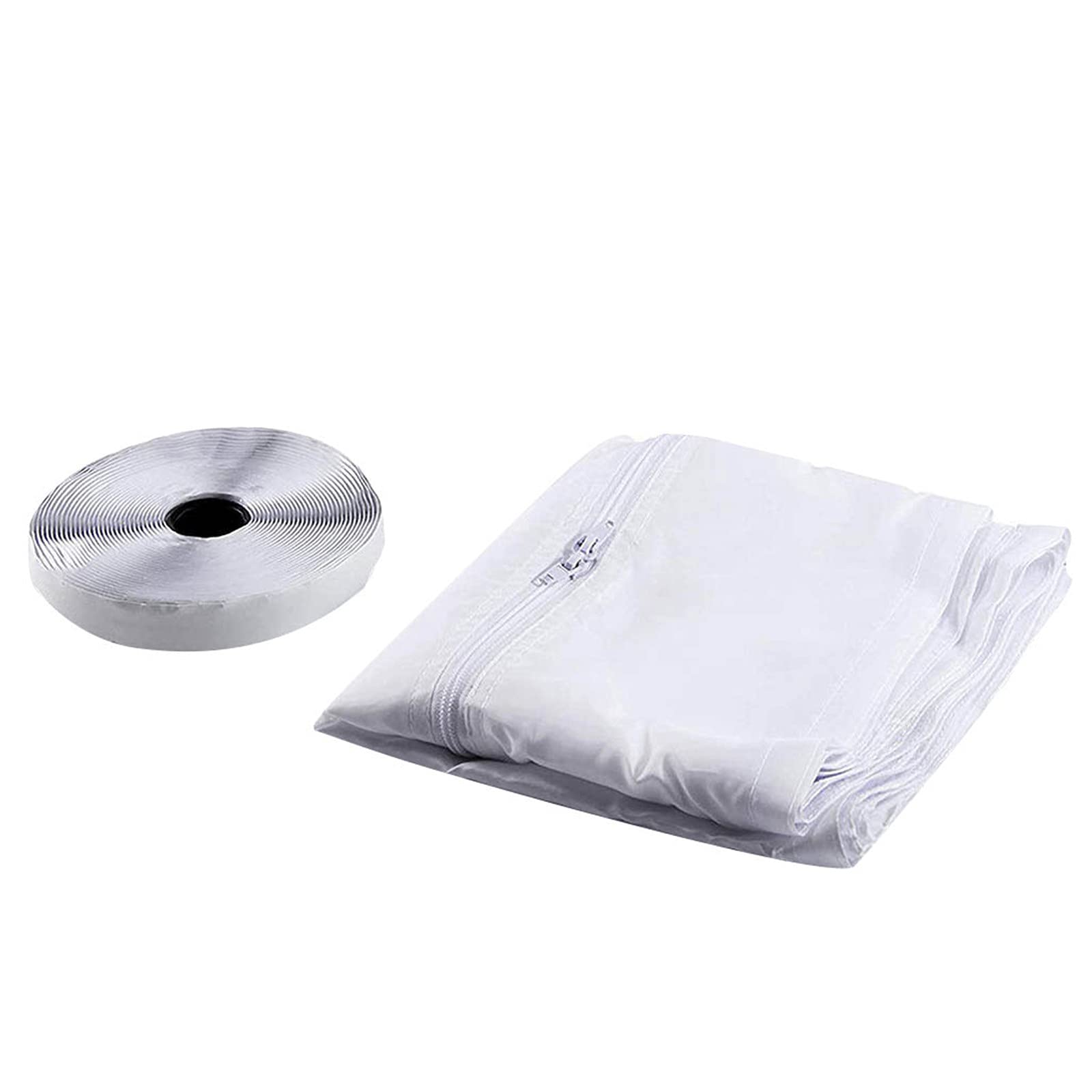 UV-Resistant Woven Fabric Window Seal, Universal Portable Window Kit for Mobile Air Conditioner Unit and Tumble Dryer, Hot Air Stop Air Exchange Guards with Zip, Double Opening, 90x400cm (white)