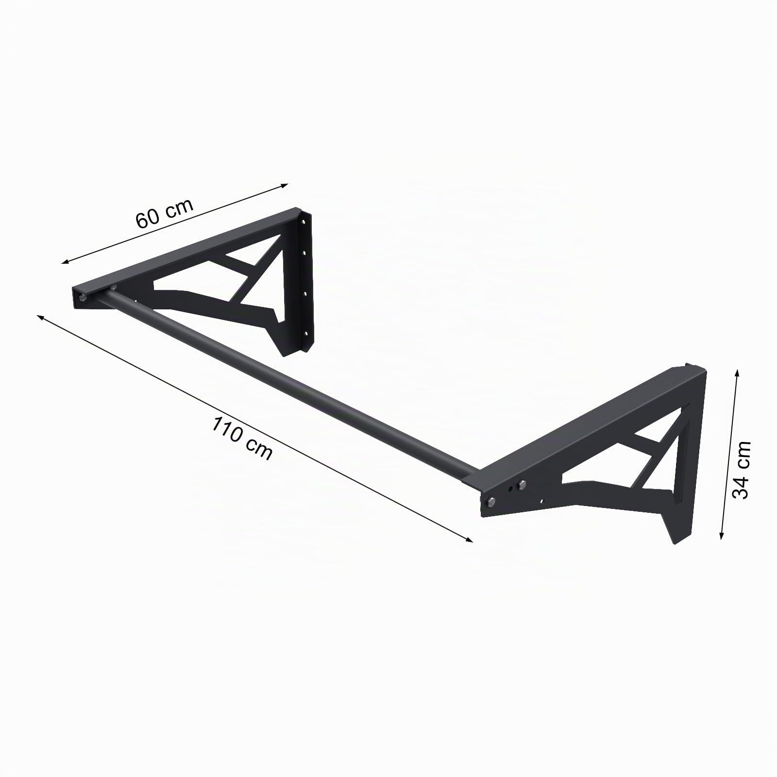 QLS Klimmzugstange 110 cm Professionell Tragkraft 200 Kg Wandmontage Stahl