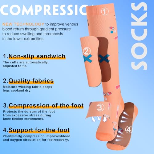 Image of Bropite Compression Socks for Women & Men Circulation-Compression Socks 20-30 mmhg-Best for Running,Medical,Nurse,Travel, 02B - assorted 1A, Large-X-Large