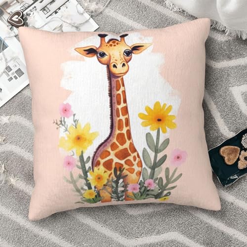 Housse de coussin velours côtelé girafe pour protéger et décorer le lit - 8