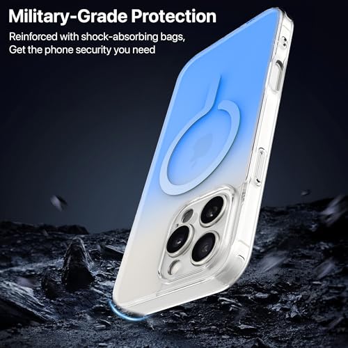 Image of eller sante Maven Magpro Back Cover Case for iPhone 16 Pro Max Scratch Resistant Camera Screen Protector TPU Shockproof 10ft Drop Protection Support Mag-Safe Wireless Charging- Blue