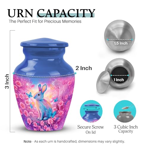 Image of Rabbit Urn - Miniature Urn for Human Ashes - 3 Inch - Pack of 1 - Burial Decorative for Mom & Dad - Keepsakes Urns for Ashes - Memorial Urns for Male & Female