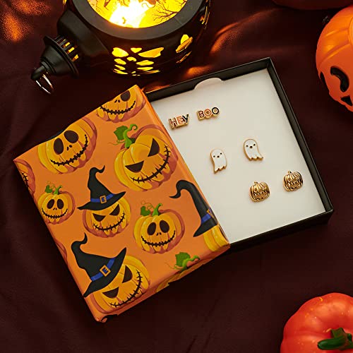 CLASSYZINT Halloween Earrings For Women Pumpkin Ghost Witch Bat Spider Skull Dangle Earrings Purple Orange Black Earrings3