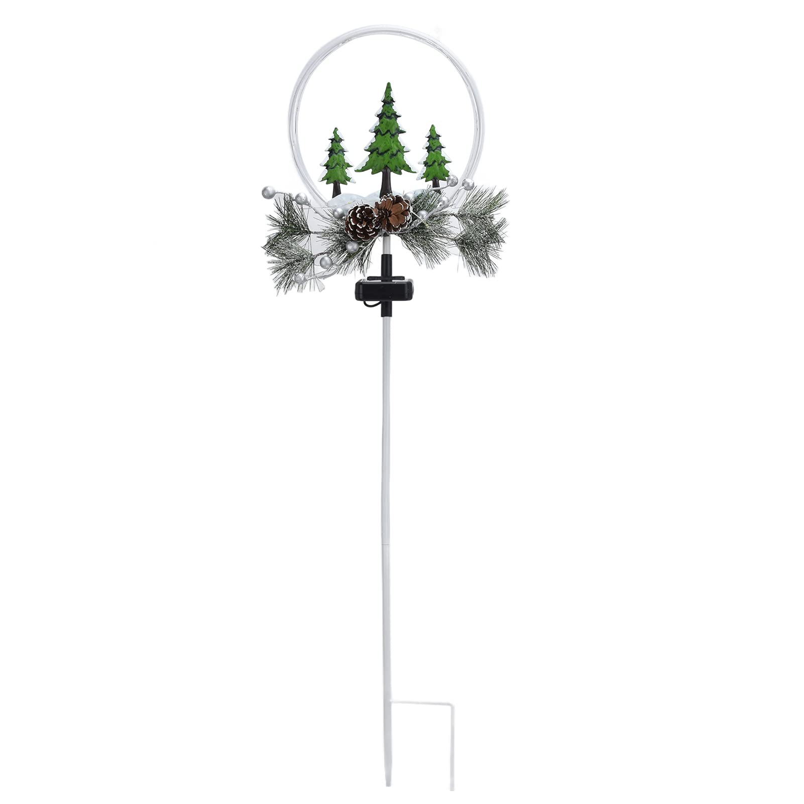 Gonetre Luces Navideñas con Energía Solar Decoraciones para Exteriores 2 Piezas Lámparas LED de Jardín con Piñas y Hojas de Imitación para Patios Jardines Impermeable IP65 12 Luces LED