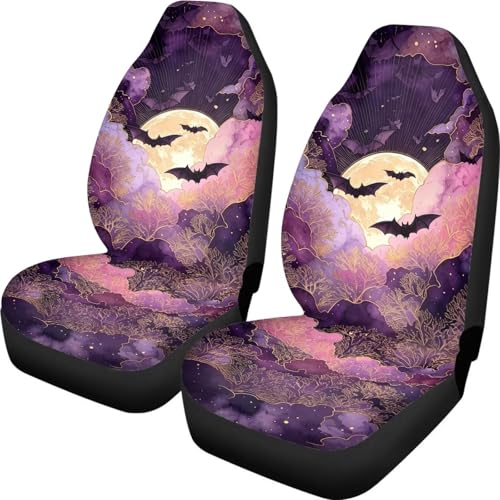 2 housses de sièges auto lune de chauve-souris violette 52x138cm pour avant de SUV et voiture