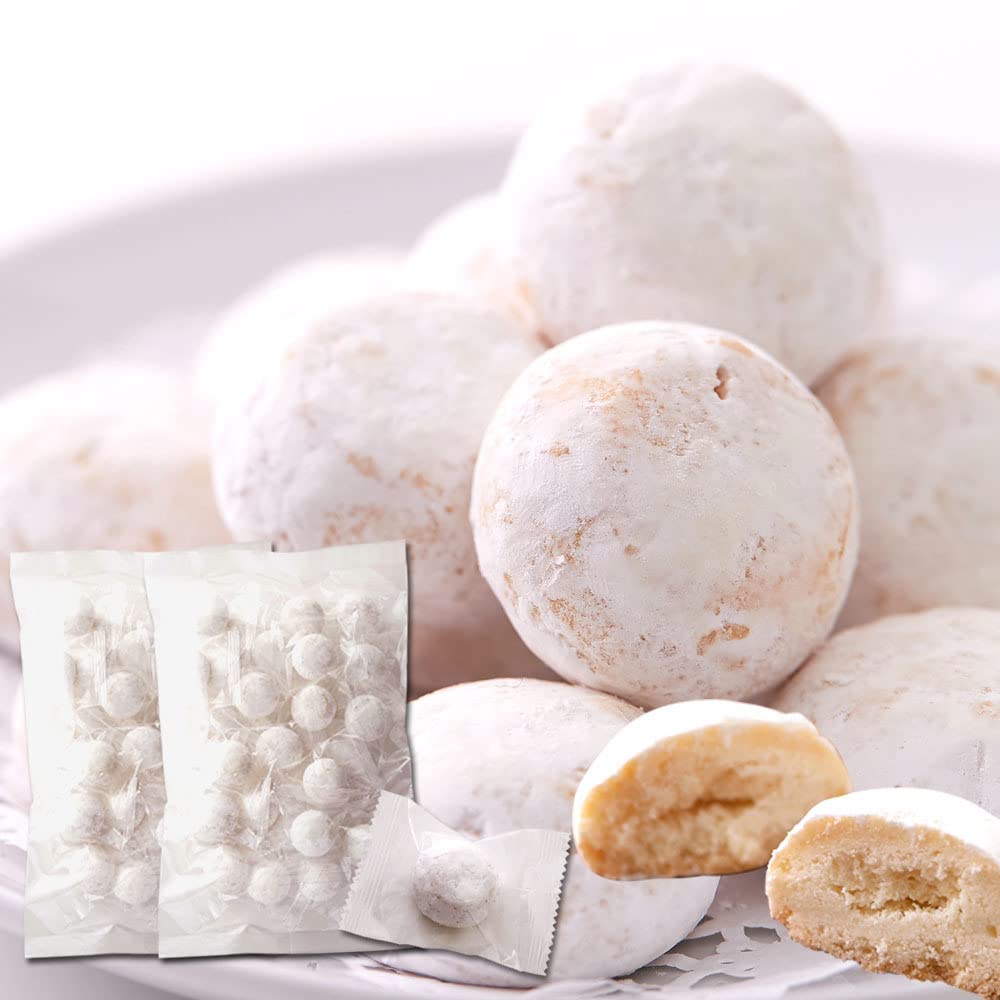 Natural Life Snowball Cookies, Baked Sweets, Individual Packaging, Sweets, Made in Japan (Plain 60 Pieces)