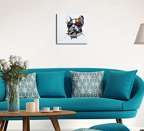 Fokenzary Hand Painted Painting Bulldog Smoking Cigar on Canvas Pop Wall Art Decor Framed Ready to Hang steampunk buy now online