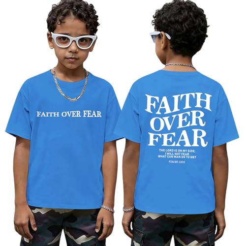 KEEVICI �{�[�C�Y Faith Over Fear �V���c �N���X�`���� �C�G�X T�V���c �q���p ���� ��� �@�� �O���t�B�b�N T�V���c �R�b�g�� T�V���c, ���C�����u���[, 3-4T