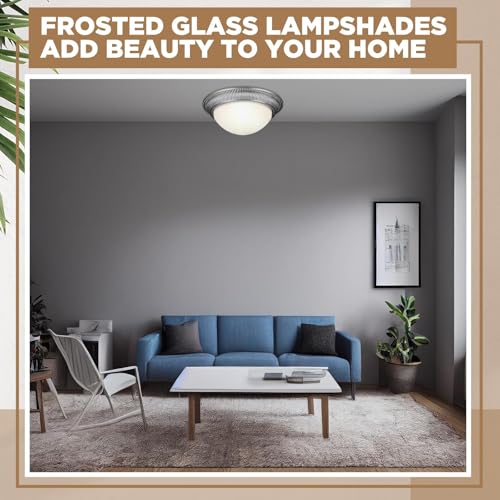 Image of Ceiling Fan Lamp Shades Replacement Frosted Glass Shade for Ceiling Swag Lamp, Pendant, Floor Mounted Fixture or Fan Replacement Globes, 11.8 inch Diameter x 4 inch High, 2 Pack, White