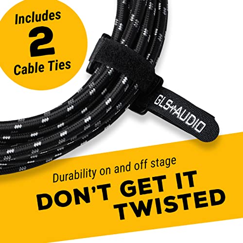 Image of GLS Audio Instrument Cable, 10 Ft Electric Guitar Cable, Braided Black /Grey