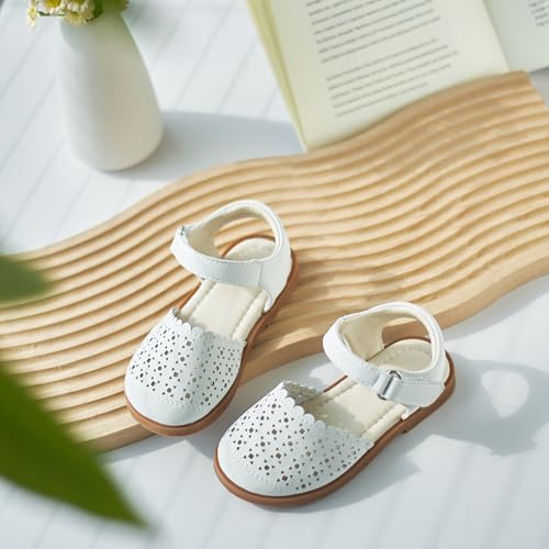 Image of ESTINE Toddler Girls Little Kids Close Toe Sandals - Flower Girl Dress Flats Summer Shoes