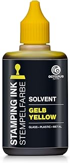 Octopus tinta para sellos al disolvente de 50 ml, amarilla, resistente al agua, con base de disolvente, para superficies no absorbentes y no porosas, transparente