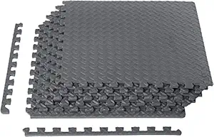 AmazonBasics Puzzle Exercise Mat with EVA Foam Interlocking Tiles - Grey