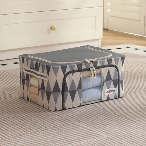 Image of HOKIPO 24L 600D Oxford Fabric Cloth Organizer for Storage, Ash Mirage Pack of 1 (AR-6484-GRY)