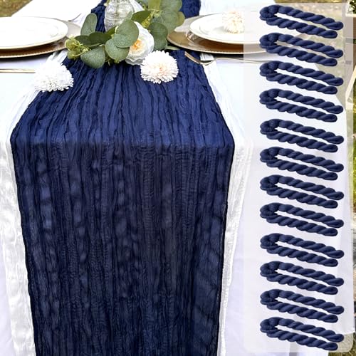 12 Pack Navy Blue Cheesecloth Table Runner 22x120 Inch-Naturally Dyed