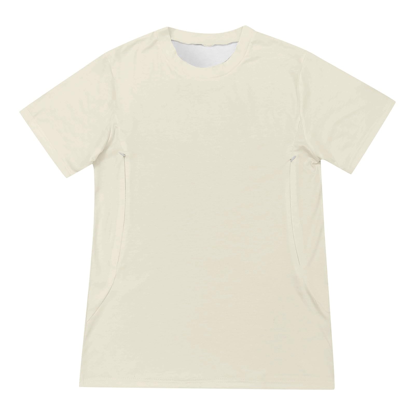 Stilltops Damen Kurzarm Solid Rundhalsausschnitt mit Reißverschluss lose Ärmel Top Bequem Einfach Elegant Umstandsshirt Stillfreundliches Umstandsmode T-Shirt