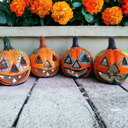 Handmade Mexican Pottery Pumpkin Jack O' Lanterns | 6.5
