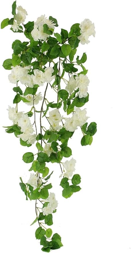 Image of Nutts Artificial Bougainvillea Silk Vines Creepers Hanging Flower Garland for Wedding & Home Decoration, Flower Garland (2, Bougainvillea Creeper (White))