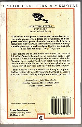 John Clare: Selected Letters 0192826956 Book Cover