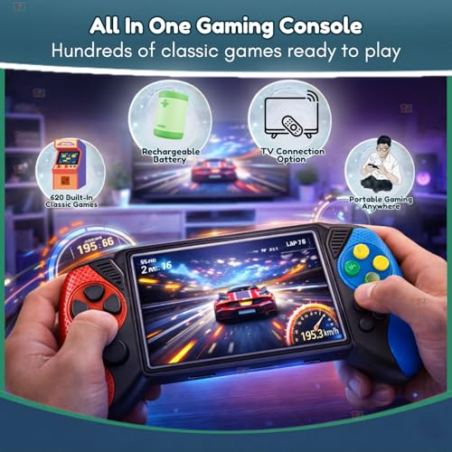 Image of Toy Imagine Portable Retro Handheld Game Console for Kids | 3.5 inch Color Screen Classic Gaming with Preloaded 620 Games | Built-in Power Cell, TV Output | Video Games Player 𝐋𝐢𝐦𝐢𝐭𝐞𝐝 𝐓𝐨𝐝𝐚𝐲