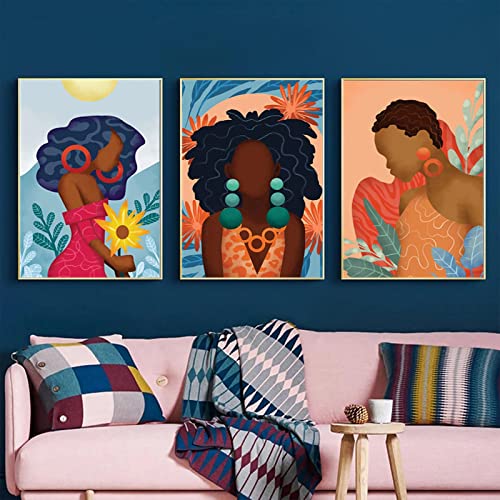 Toile peinture figure africaine femme noire portrait haut de gamme 70x100
