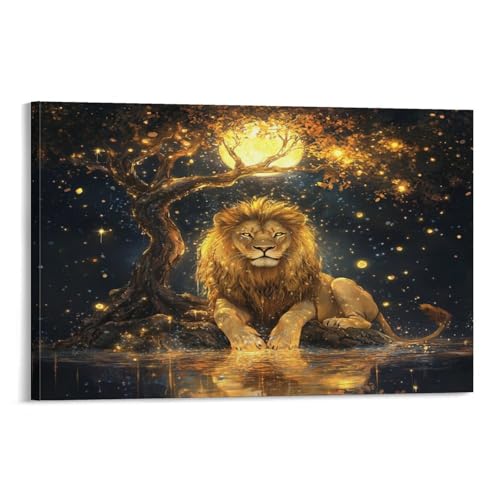 Tableau impression sur toile lion décoration murale inspirante et forte