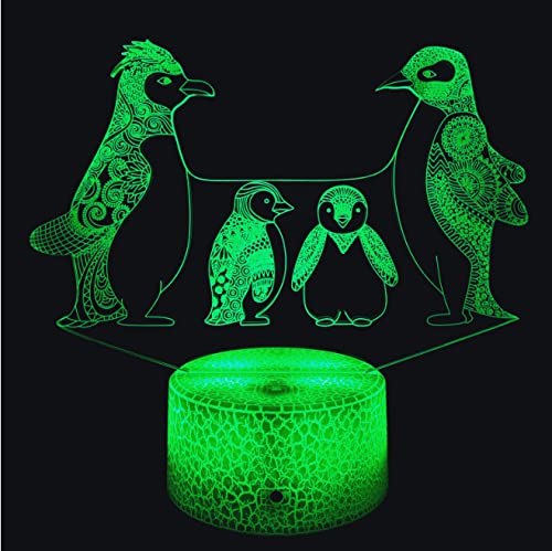 3D Pinguin LED-Lampe – 7/16 Farben, USB/Fernbedienung, Optische Illusion, Nachtlicht Für Kinderzimmer