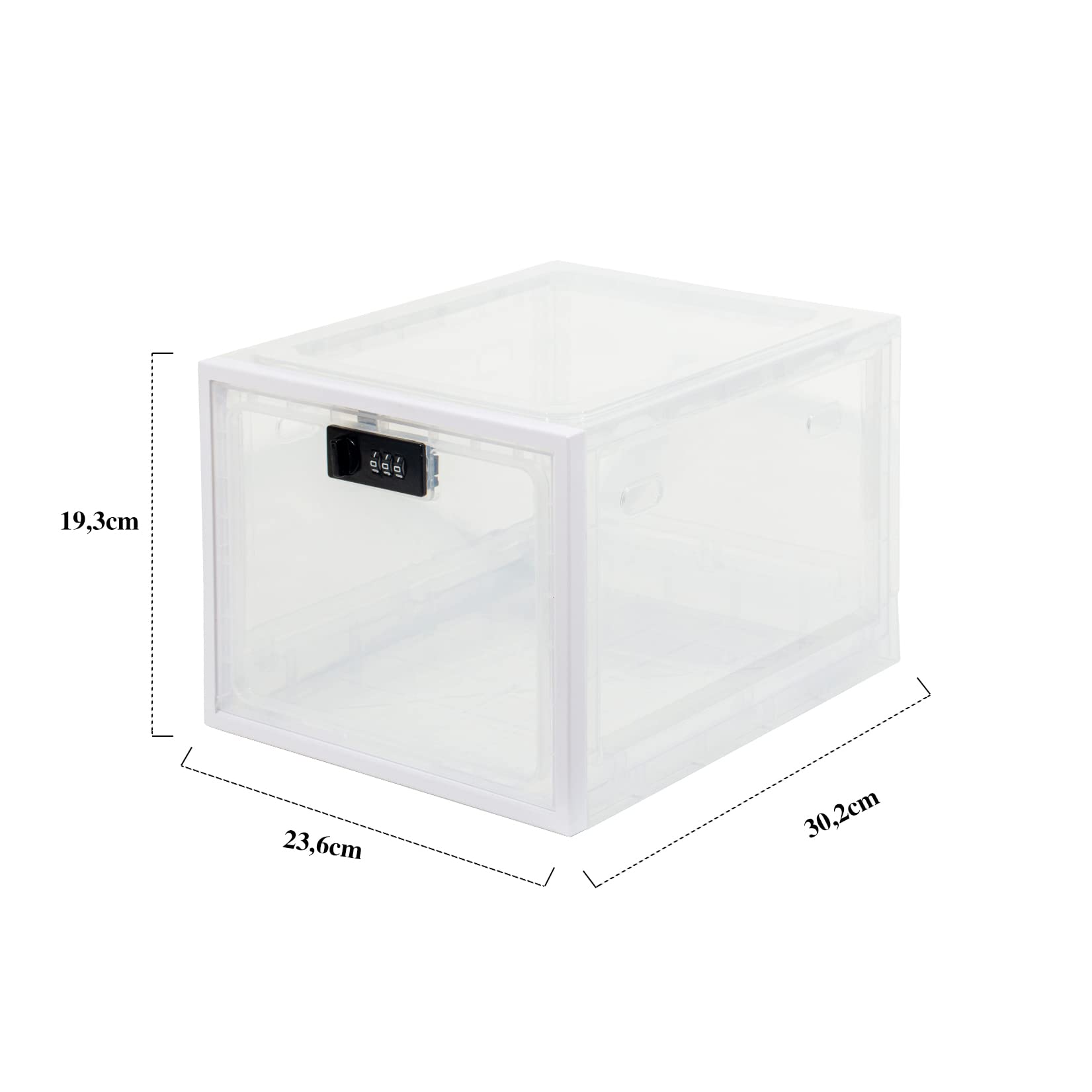 Theo&Cleo Medikamenten Aufbewahrungbox, Abschließbare Durchsichtige Box für Handys, Süßigkeiten, Snack, Persönlicher Safe Persönlicher Safe Faltbar (Weiß)