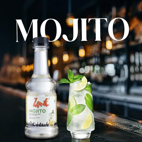 Image of Zone Mojito Flavoured Syrup | Refreshing Mint & Lime Syrup & Mixer for Cocktails, Mocktails, Mojitos, Sodas, Smoothies, Lemonades & Summer Drinks | Non Alcoholic Mix, Perfect for Cafe Restaurant | Premium Bar Syrup 300ml