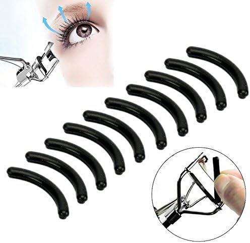 10pcs Eyelash Curler Replacement Pads Professional Eyelash Curler Set Refill silicone Cosmetic Makeup Tools Fits All Eye Shapes(Black)