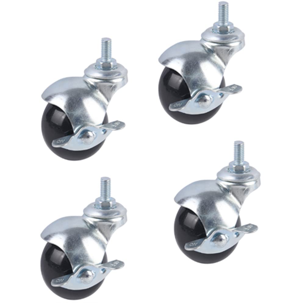 Lenkrollen Möbelrollen Lenkrollen mit Gewindewelle, Kugelrollen mit Bremse for Möbel, Sofas, Stühle, 5,1 cm, 4er-Set(4*Brake,50mm)