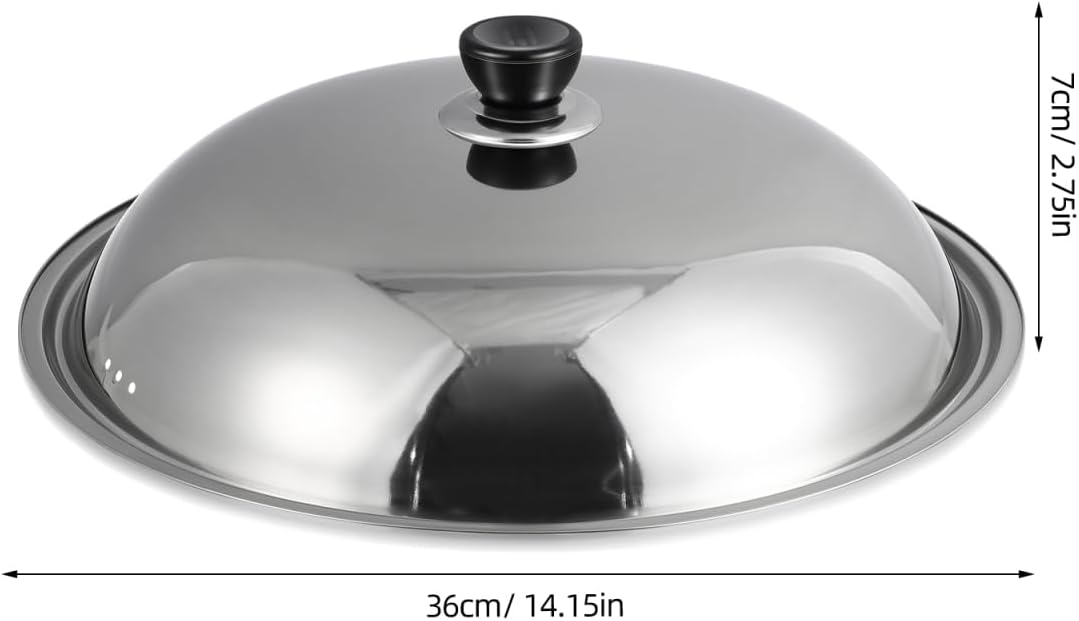 Universal Pot Cover, Stainless Steel Pan Lid, 14inch Replacement Frying Pan Lid with Knob, Cookware & Bakeware Splatter Guard for Cooking, Steaming, Oil Splash Protection, Silver - Image 6