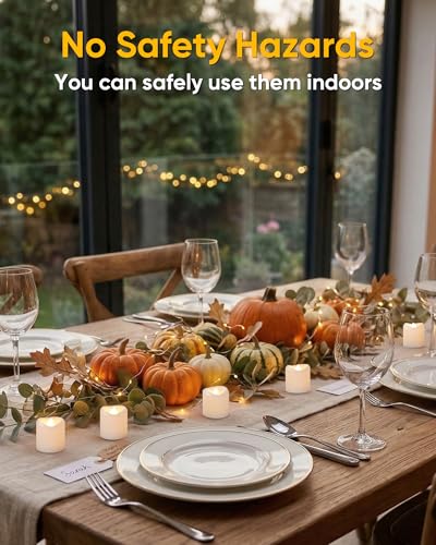 Image of 5plots 24-Pack Flameless Candles with Timer, Realistic 3D Flickering Votive Candles, 6H Timer Built-in, 150+Hour Battery Operated Tealights for Wedding, Festival, Indoors, Home Decor(White Base)